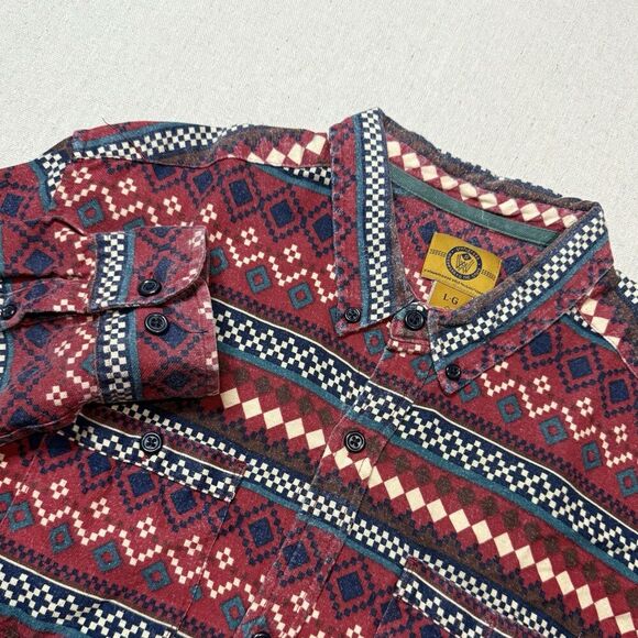 Stapleford Men's Long Sleeve Midweight South Western Aztec Button Shirt Size L - Picture 1 of 6